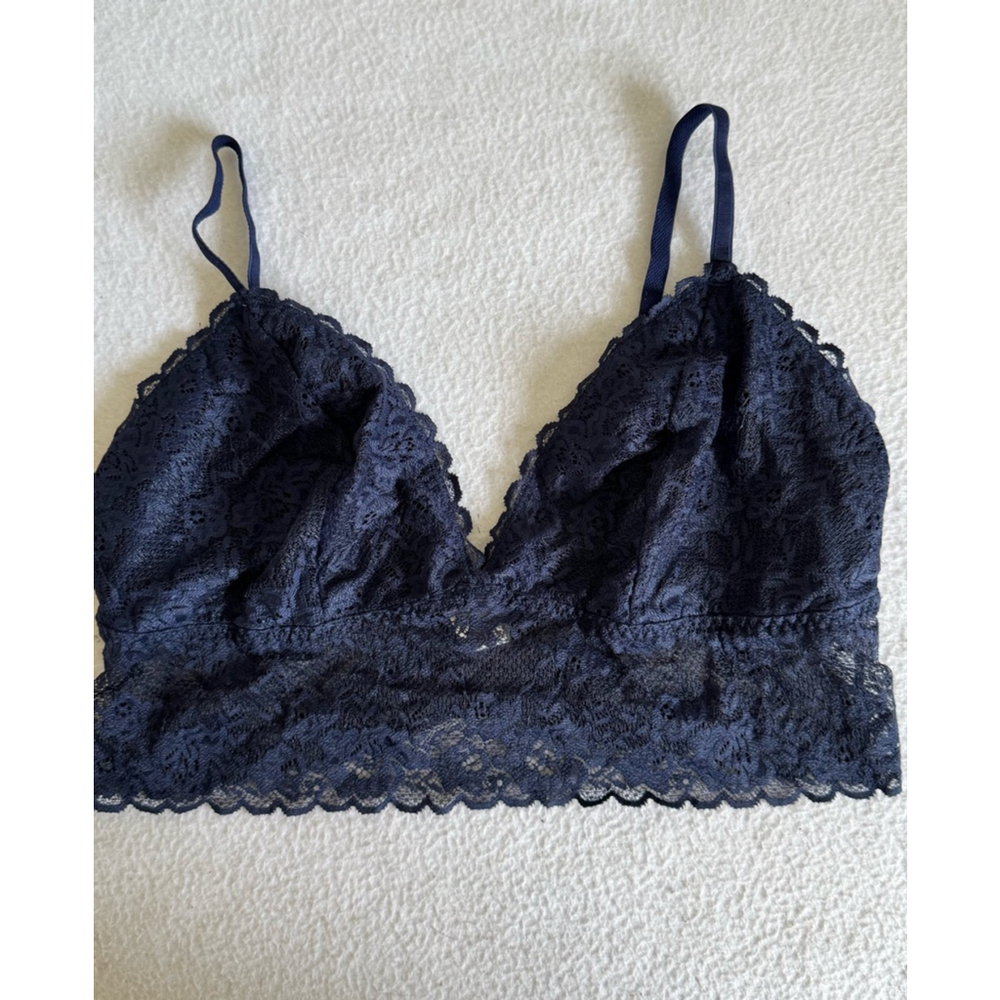 Women's Maidenform Bralette L Blue stretch Lace adjustable straps